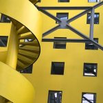 yellow and black spiral staircase